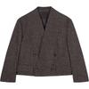 Fall Wool Blend Cropped Double-Breasted Blazer