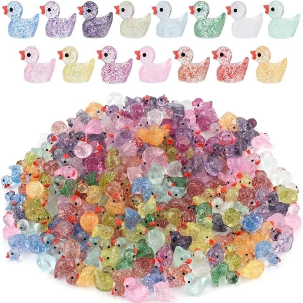 Glittering Resin Duck Figure Toy Mini Small Mini Tiny Ducks Miniature Duck Ornament Landscape
