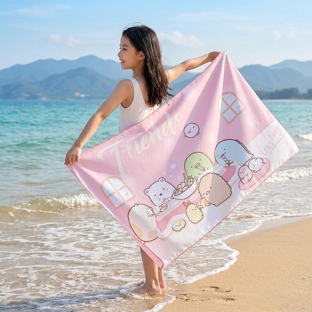 Double-Sided Plush Microfiber Beach Towel, 70x150cm - Quick-Drying, Skin-Friendly, Portable Shawl