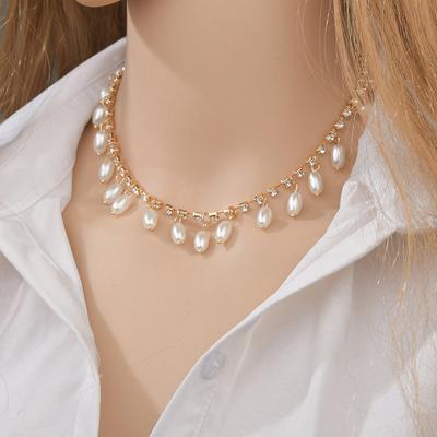Damen Elegante Perlen Krallenkette Anhänger Halskette Perlen Choker Halskette Für Mädchen Schmuck Geschenk