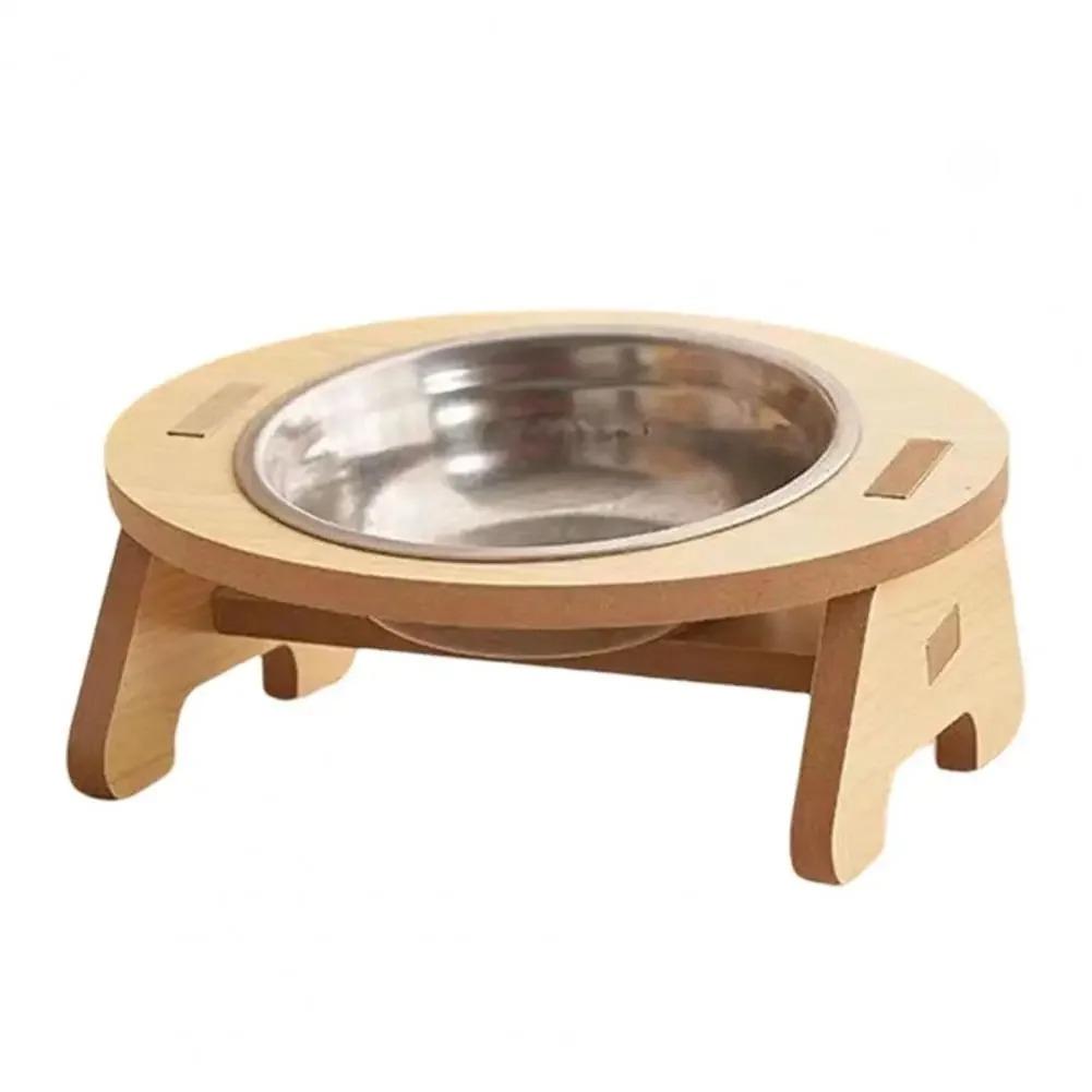 

Solid Wood Neck Protection Pet Feeding Rack with Adjustable Cat and Dog Food Bowl Water Bowl Rack Universal Pet Food Bowl Table