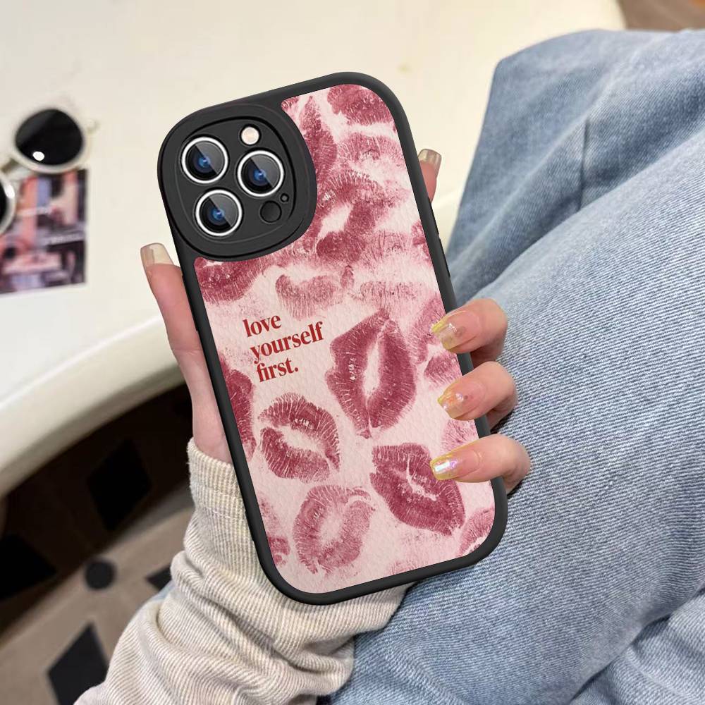 Sexy Girl Red Lips Kiss Phone Cover For IPhone 16 15 14 13 12 11 Pro Max Plus Leather Soft Case