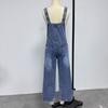 Retro Women Denim Bib Overalls Ripped Baggy Jean Jumpsuit Romper Pants with Pockets for Streetwear