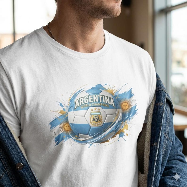 Argentina Soccer Ball crest T-Shirt | Football Argentina Tee 2XL