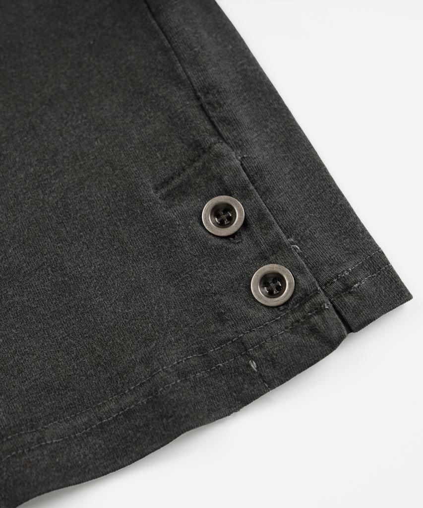 FRIZMWORKS Pigment Dyeing Henley Neck Tee _ Charcoal
