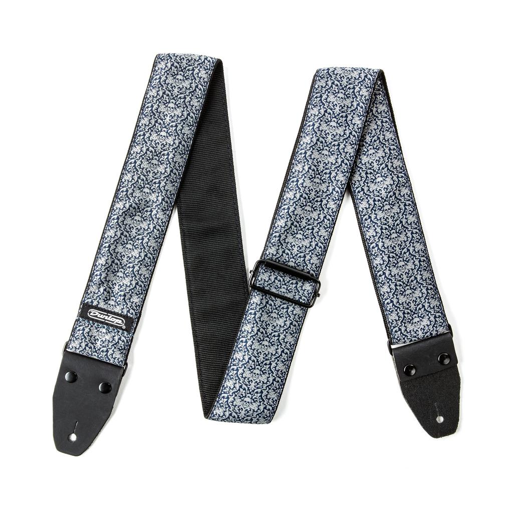 JIM DUNLOP Jacquard Strap Fleurs De Skulls Navy Jacquard Guitar Strap with Flower Skull Design D67-15