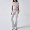 AYJ24T888 Women's Fashion Slim Fit Solid Color Tracksuit - Short Sleeve, Long Pants, Spring/Summer Collection