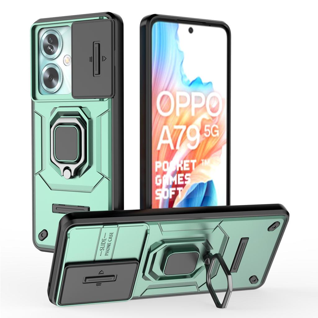 For Oppo A79 5G/A2 5G Case Camera Protection PC+TPU Phone Cover with Ring Kickstand