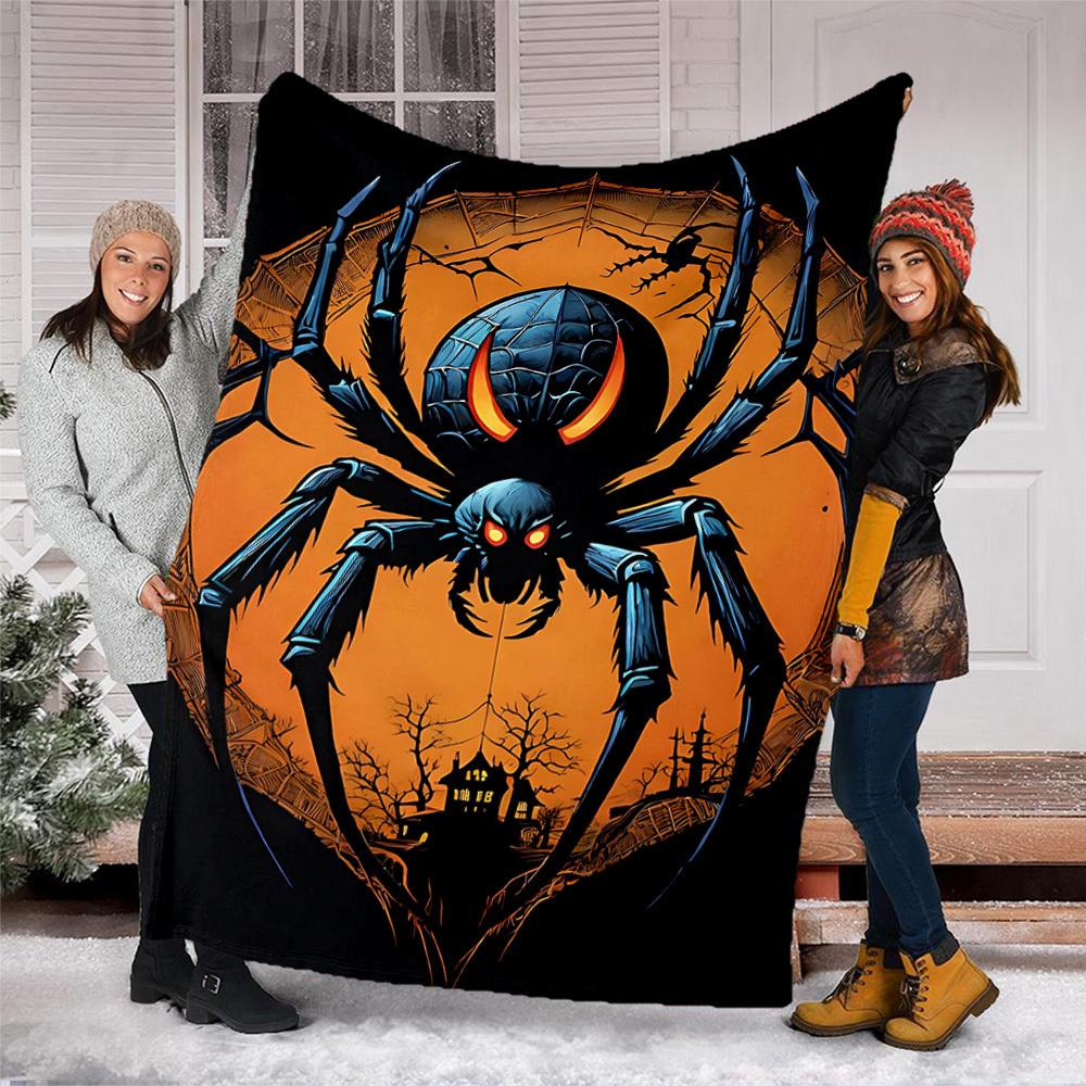 1pc Spider Web Throw Blanket Polyester Fiber, Lightweight Flannel, Soft & Warm, All Season Use for Outdoor, Camping
