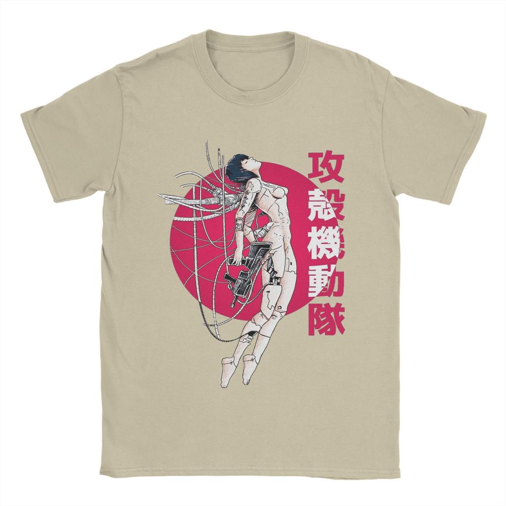 Ghost in the Shell  T-Shirt Beach   Sun Hip Hop T-Shirts Men 100 Cotton O-Neck Oversized Clothing Short Sleeves Funny Tshirt