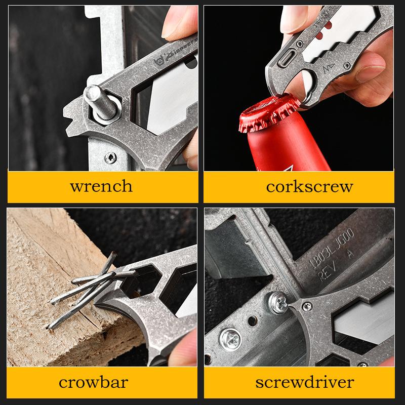 9in1 Multifunction Titanium Alloy SK5 Knife Crowbar Screwdriver Bottle Opener Outdoor Camping Riding Wrench EDC Window Breaker
