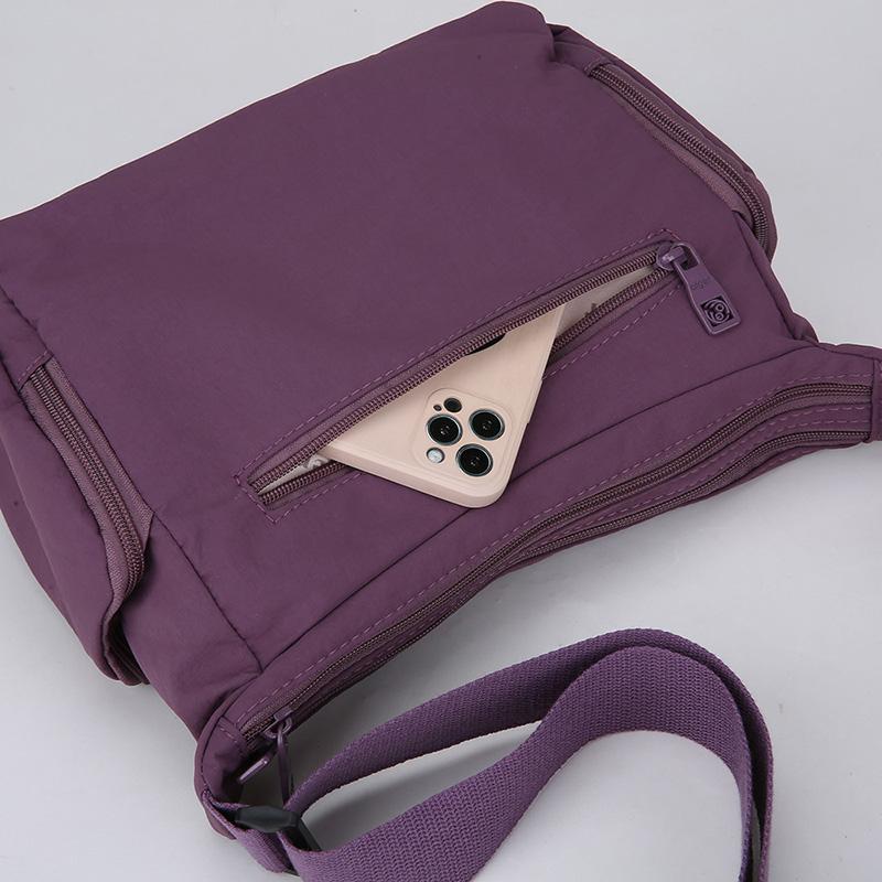 Wasserdichte Nylon-Crossbody-Tasche für Damen Mehrere Taschen Schulter-Handtasche mit Reißverschluss