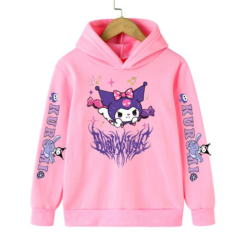 Kids Streetwear Kuromi Children's Hoodie Cute Sweatshirt Manga Kid Girl Boy Top Hoody Clothes