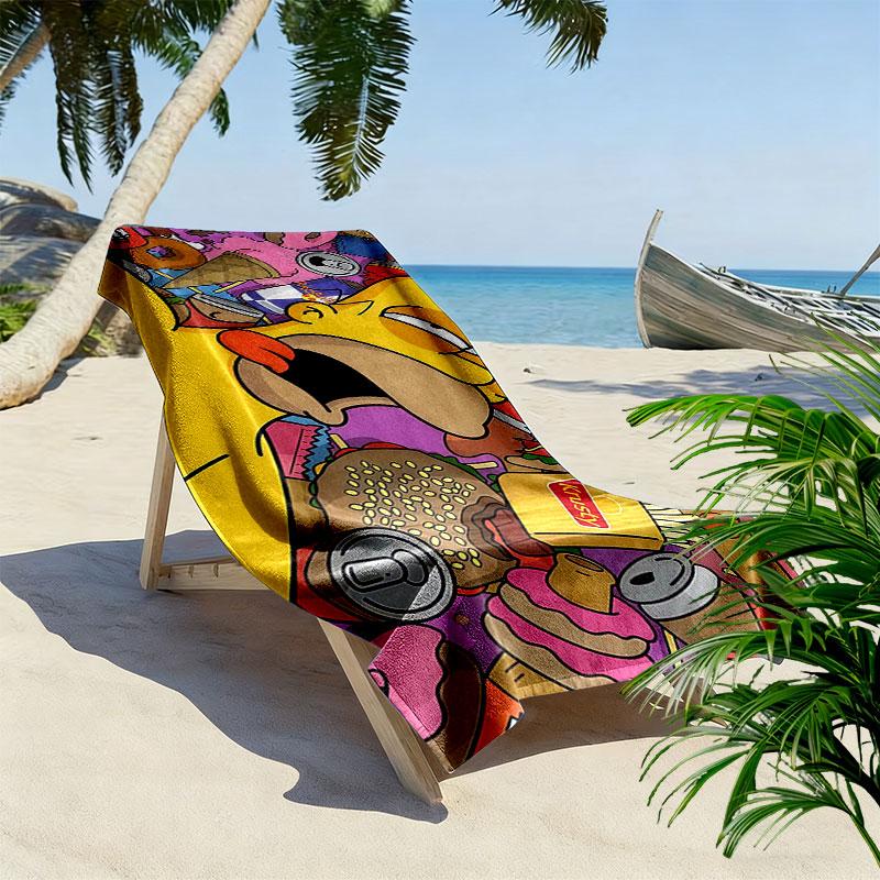 Homer Simpson Art Print Beach Towel, Large Soft Quick Dry Towel for Beach Camping Swimming