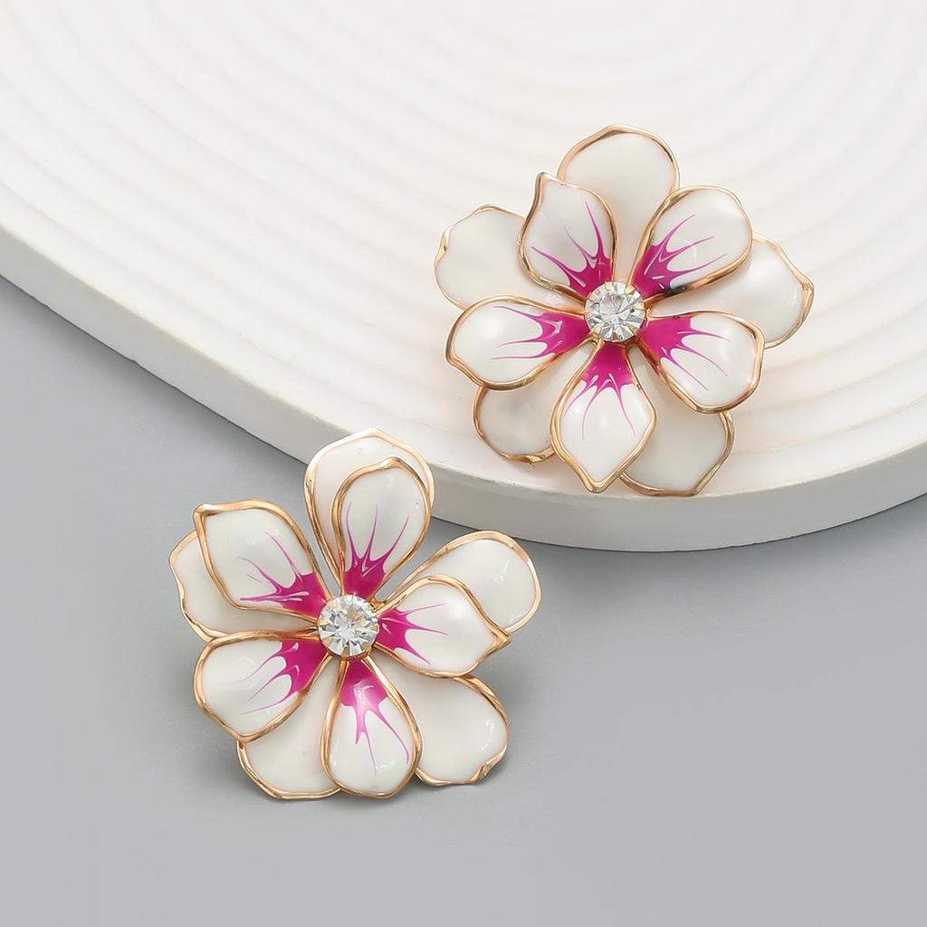 Elegant Floral Alloy Drop Earrings for Women – European and American Style, Summer Design