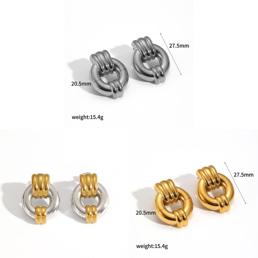Geometric Stainless Steel Hoop Earrings For Women With High End Fashion Style