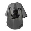[Liaziong] Summer T-Shirt for Men, Short Sleeve, 100% Cotton, Plus Sizes, Cute Cat Print, Crew Neck, Half Sleeve Top - Gray - 2XL