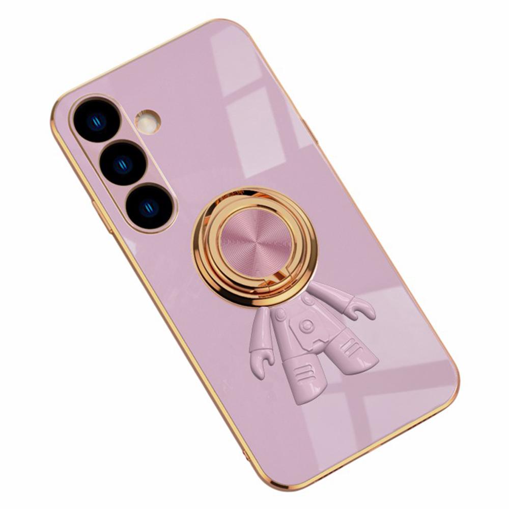 For Samsung Galaxy S25 Case with Astronaut Ring Kickstand 6D Electroplating TPU Phone Cover
