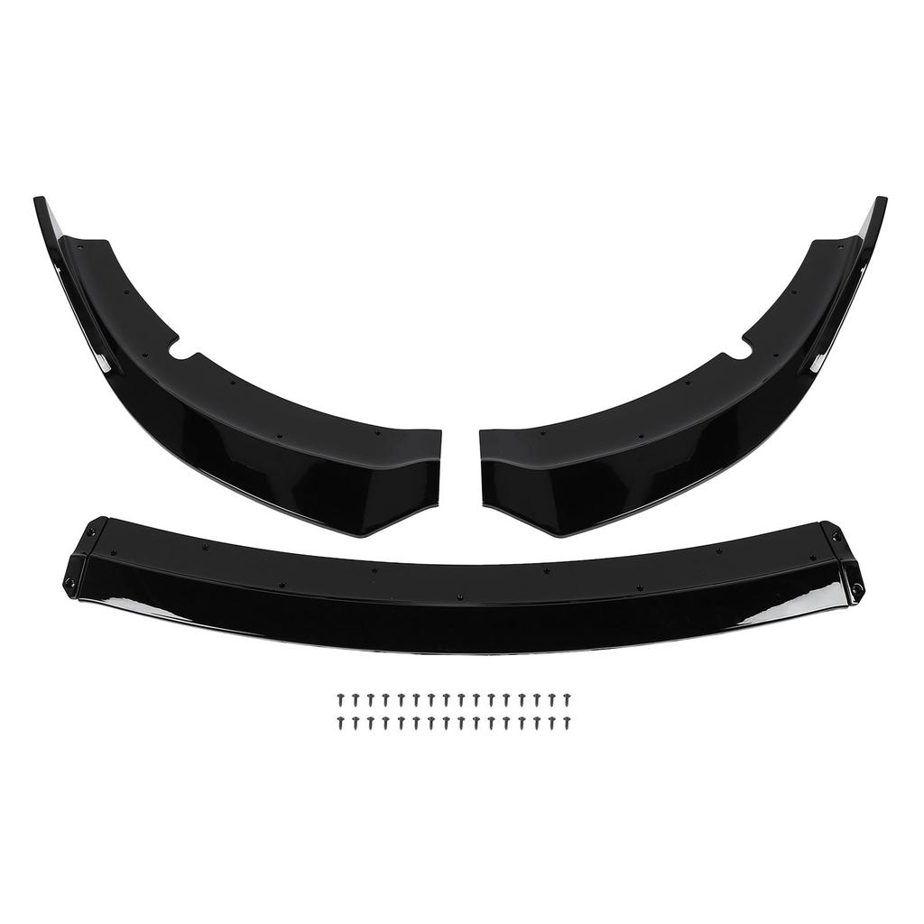 3PCS Front Bumper Lip Spoiler Body Kit Glossy Black Improve Stability UV Protection Sporty for GT