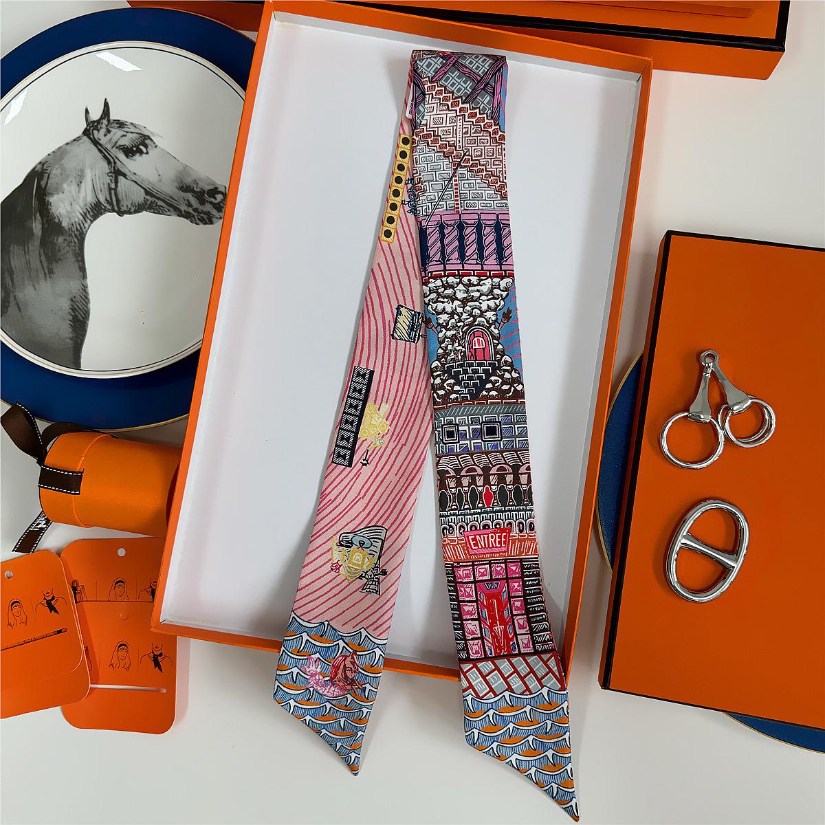 

Летний двухсторонний шарф из шелковой ленты Mulberry 2024 года, светло-серый твил 18 момми, универсальный браслет 86 x 5 cm