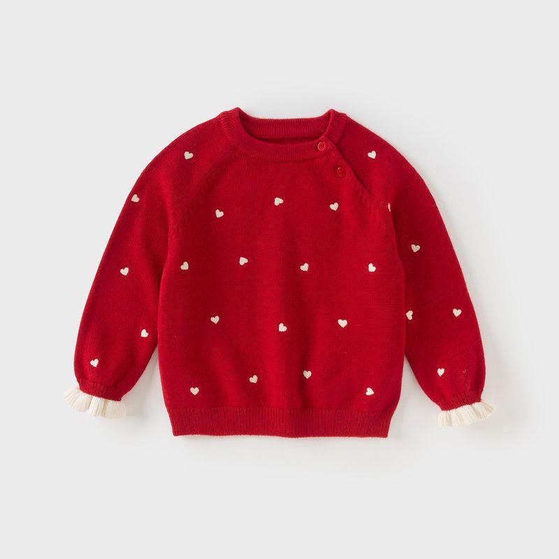 David Bella Kidsren s Sweater Pullover 2026 Winter New Style Girls  Woolen Sweater New Year Red Knitted Top Red [Ready Stock] 140