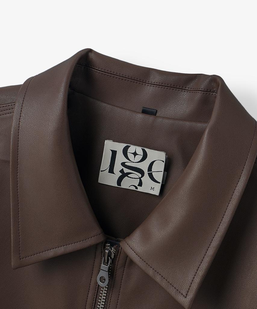 Euggen 2Way Pu Minimal Leather Jacket_Brown