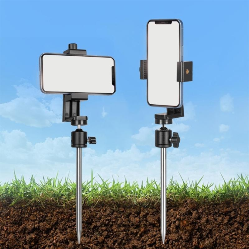 Portable Golf Cart Phone Holder with Landing Pad  Outdoor Ground Spikes Phone Holder for Secure Swaying Recording Analysis