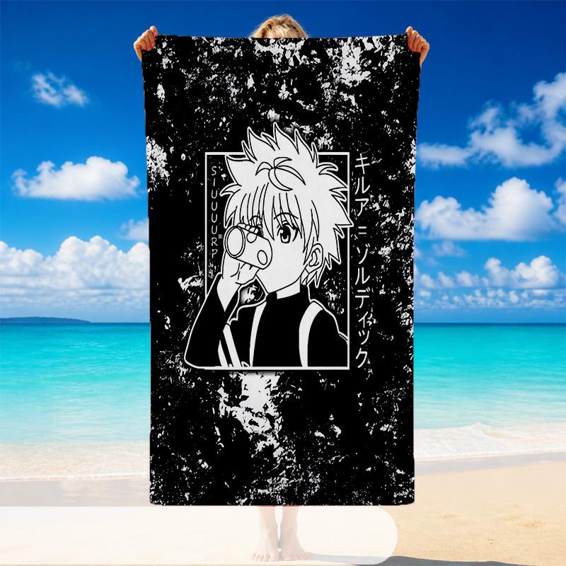 Quick Dry Beach Towel Hunter X Hunter Pattern, Lightweight Absorbent Towel for Pool Beach Vacation Use