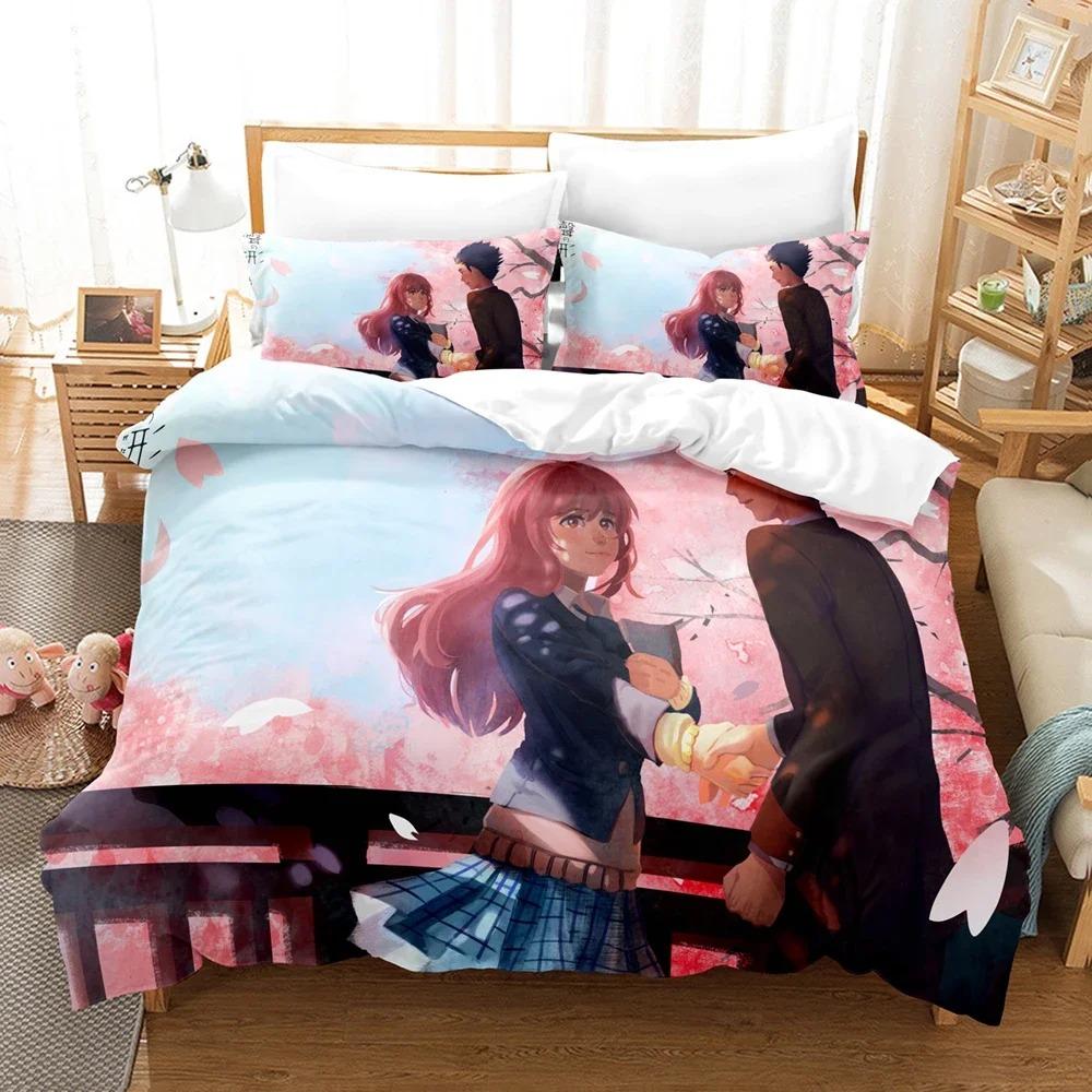 A Silent Voice Bedding Set Single Twin Full Queen King Size Bed Set Adult Kid Bedroom Duvet Cover Sets 3D Anime Bed Sheet Set