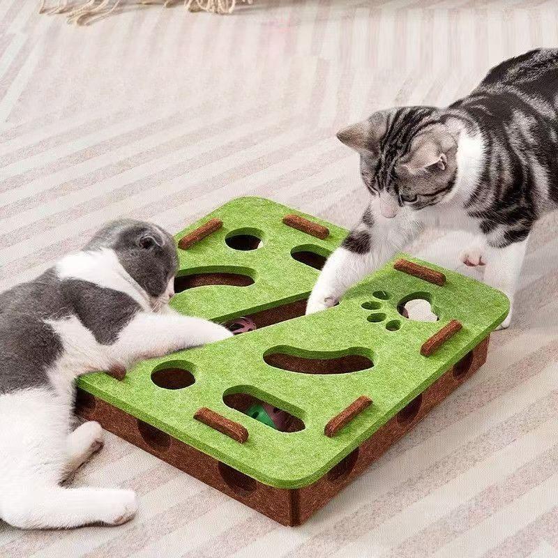 Indoor Cat Puzzle Toy Funny Felt Exercise Box with Ball Sports Entertainment Hunting Pet Maze for Cats