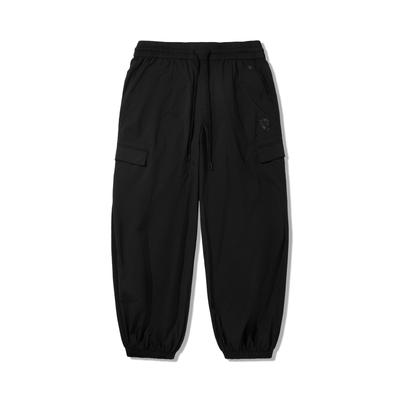 Li Ning X Jackie Chan Collaboration Kung Fu Series Sports Minimalist Solid Color Loose Fit Cuffed Casual Pants Men Bottoms Black AKXV051-2