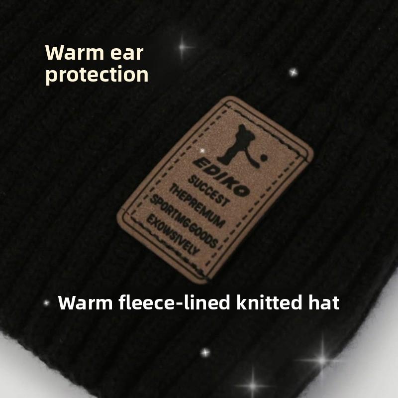 1pc Winter Warm Beanie Knitted Cap Large Brim,Solid Color, Versatile Unisex Style,Plush Lining for Winter,Suitable for Adults