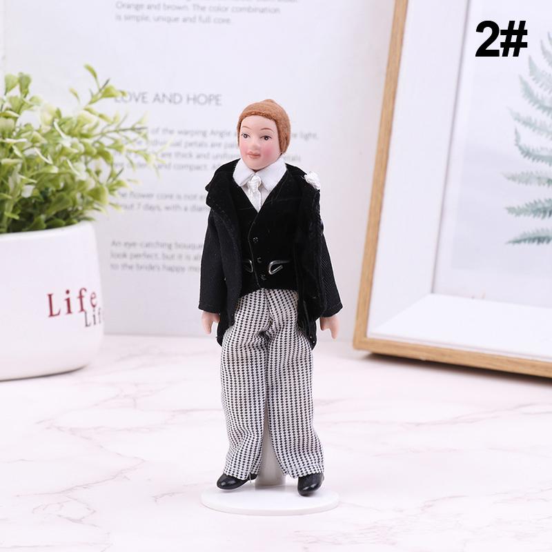 1/12 Dollhouse Miniature Porcelain Doll People Model Beautiful Youth Boy Girl Decoration Doll House Plaything For Kids