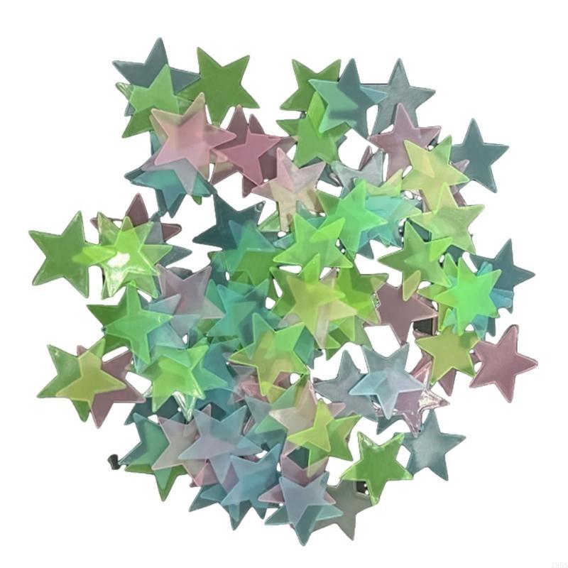 Pack of 100 Glowing 3D Star Sticker for Bedroom Ceiling and Wall Decoration 3cm Diameter Glow In Dark Wall Decal