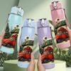 1PC Christmas Truck Pine Tree Pattern 750ml Color Plastic Sports Water Bottle Leakproof Flip Straw Lid Suitable for Sports Office Home Use