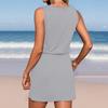 Women's Summer Round Neck Sleeveless Drawstring With Pockets Color Casual Dresses