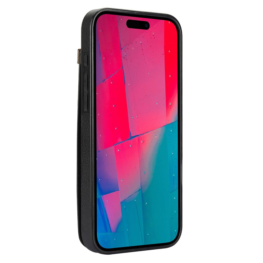 For iPhone 16 Pro Max Case TPU+PU Leather Hardware Decor Phone Cover with Card Holder