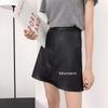 Spring 2025 Women's Black High-Waist A-line Leather Midi Skirt
