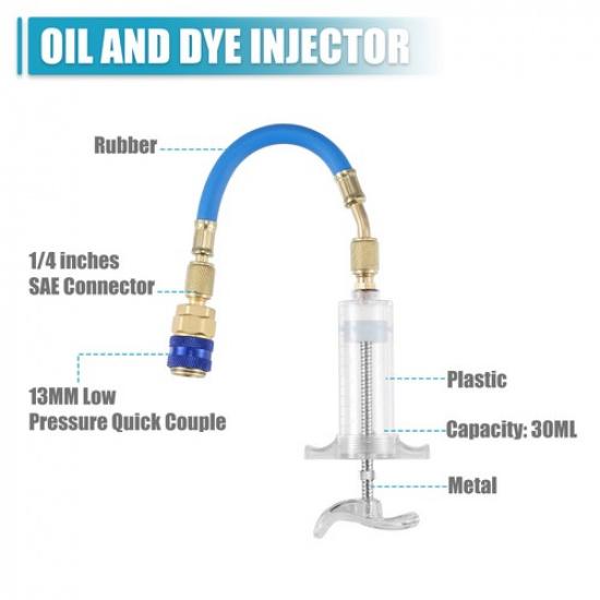 Universal Car Oil Dye Injector Kit 30ml/1 Oz Efficient Quick Connector Pack of 1