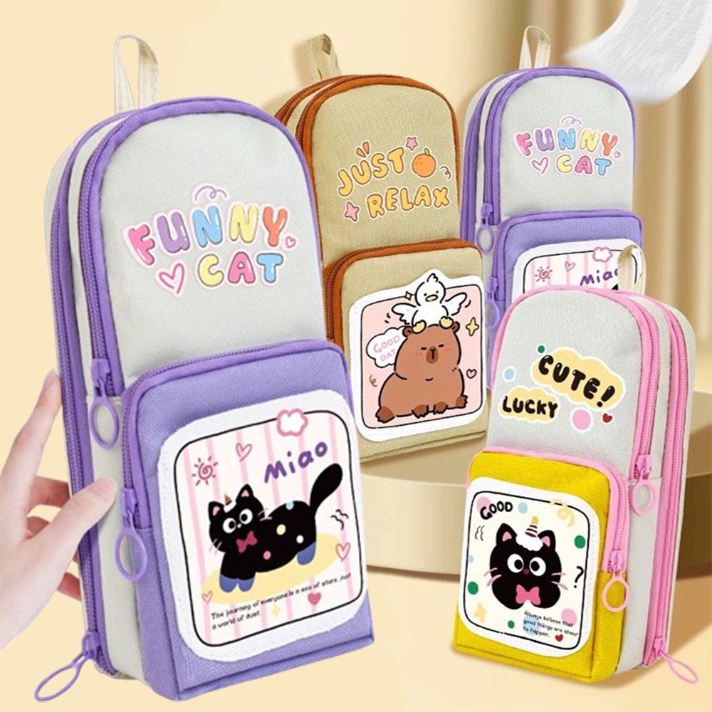 

INS Capybara Pen Bag Creative Stationery Storage Bag Cartoon Pencil Case Office Supplies фіолетовий