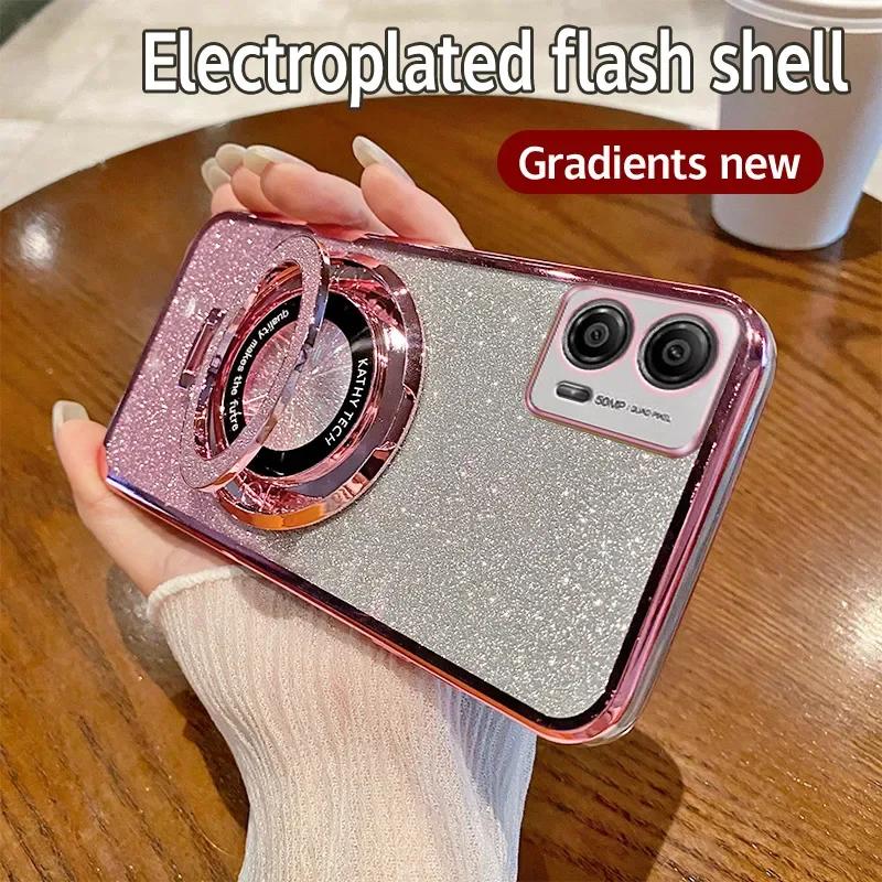 Gradient Glitter Ring Phone Case For MOTOROLA Moto G84 G54 5G G73 G53 G23 G13 G82 G72 G62 G52 G42 G32 G31 G41 G22 G60S G60 Cover