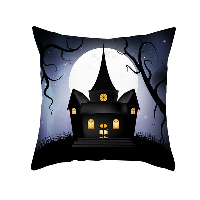 Halloween Pillow Case Cartoon Pumpkin Head Castle Peach Velvet Cushion Home Furnishings