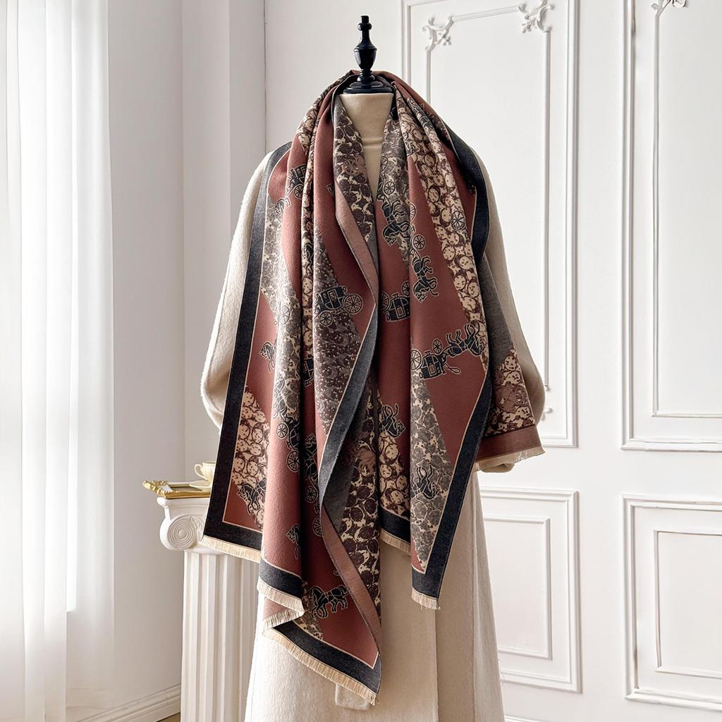New Luxury Design Winter Two-Sided Cashmere Jacquard Scarves High Quality Women Thicken Wrap Shawl Ladies Wool Pashmina Scarf