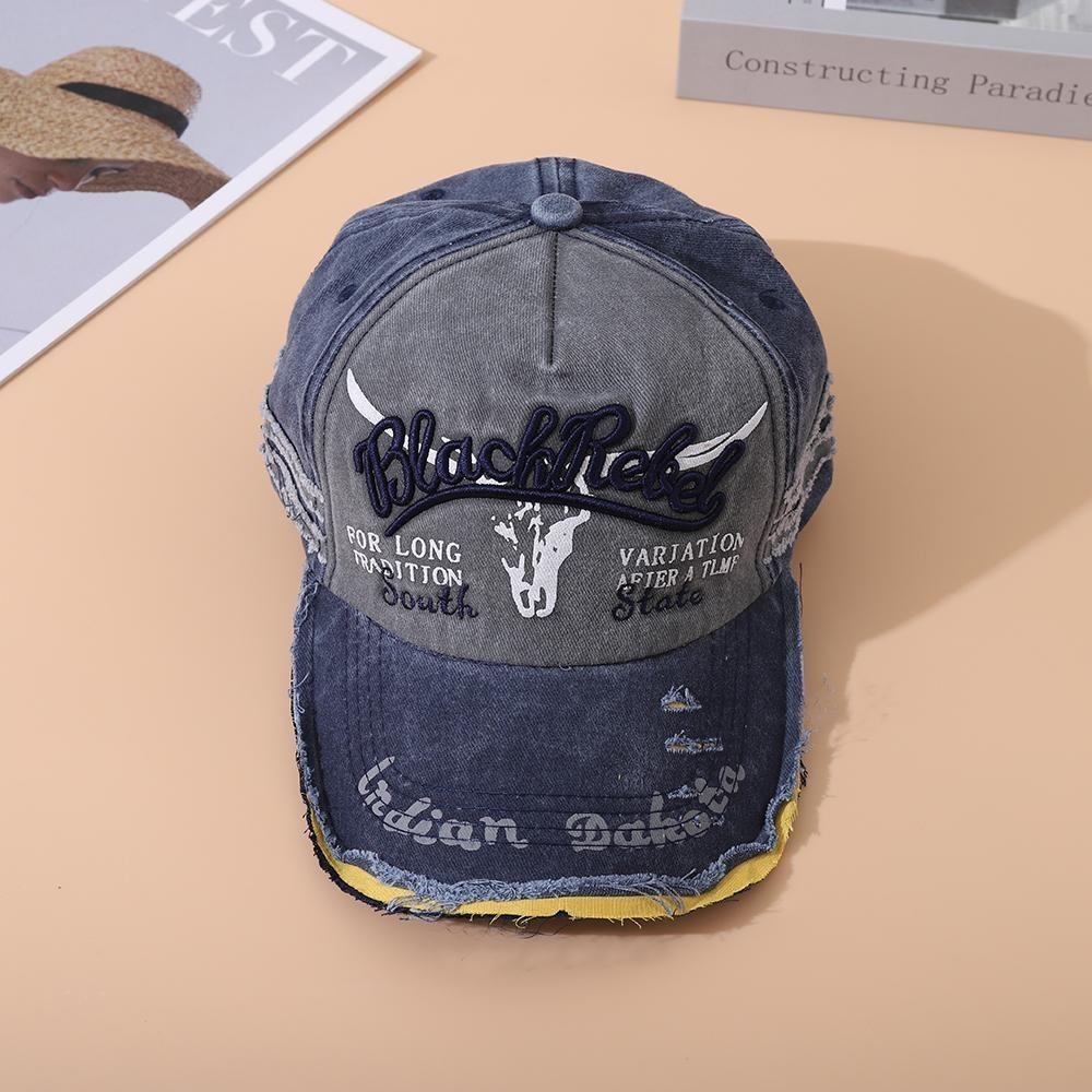 Breathable Embroidered Sun Protection Hat, Men's Baseball Cap Spring and Autumn Sun Hat Washed