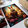 Enchanted Rabbit Floral Rug for Fantasy FansMagical Forest DecorCozy Living RoomArea Rugs Anti slip carpet can be machine washed