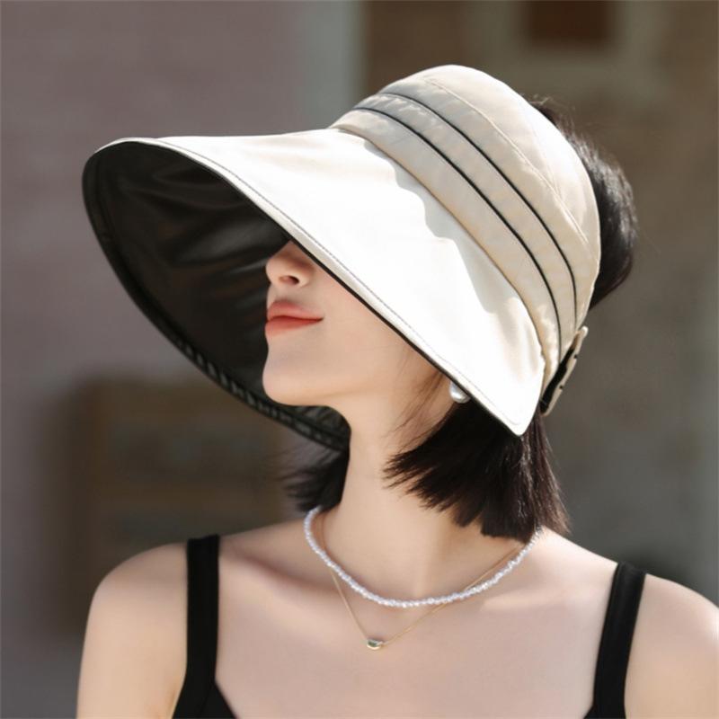 Sunscreen Hat Women's Summer Vinyl Big Brim Empty Top Hat Simple Casual Women's UV Protection Sun Hat Cover Face