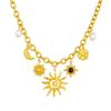 Trendy Starfish Moon Sun Shaped Pendant Charm Necklace Statement Stainless Steel Golden Chain Fashion Jewelry Pvd Plated