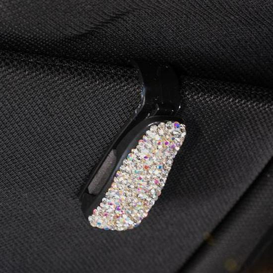 

Симпатичный многофункциональный держатель для солнцезащитных очков на автомобильный козырек с инкрустацией бриллиантами elegant белый