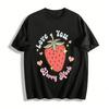 Love You Berry Much Strawberry Print Casual Short Sleeve T-Shirt Pure Cotton T-shirt