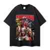 Herren Oversized Streetwear T-Shirt mit Vintage-Waschung und Grafikdruck Lockerer Schnitt Baumwolle Rundhals T-Shirt Lässiger Hip Hop Stil